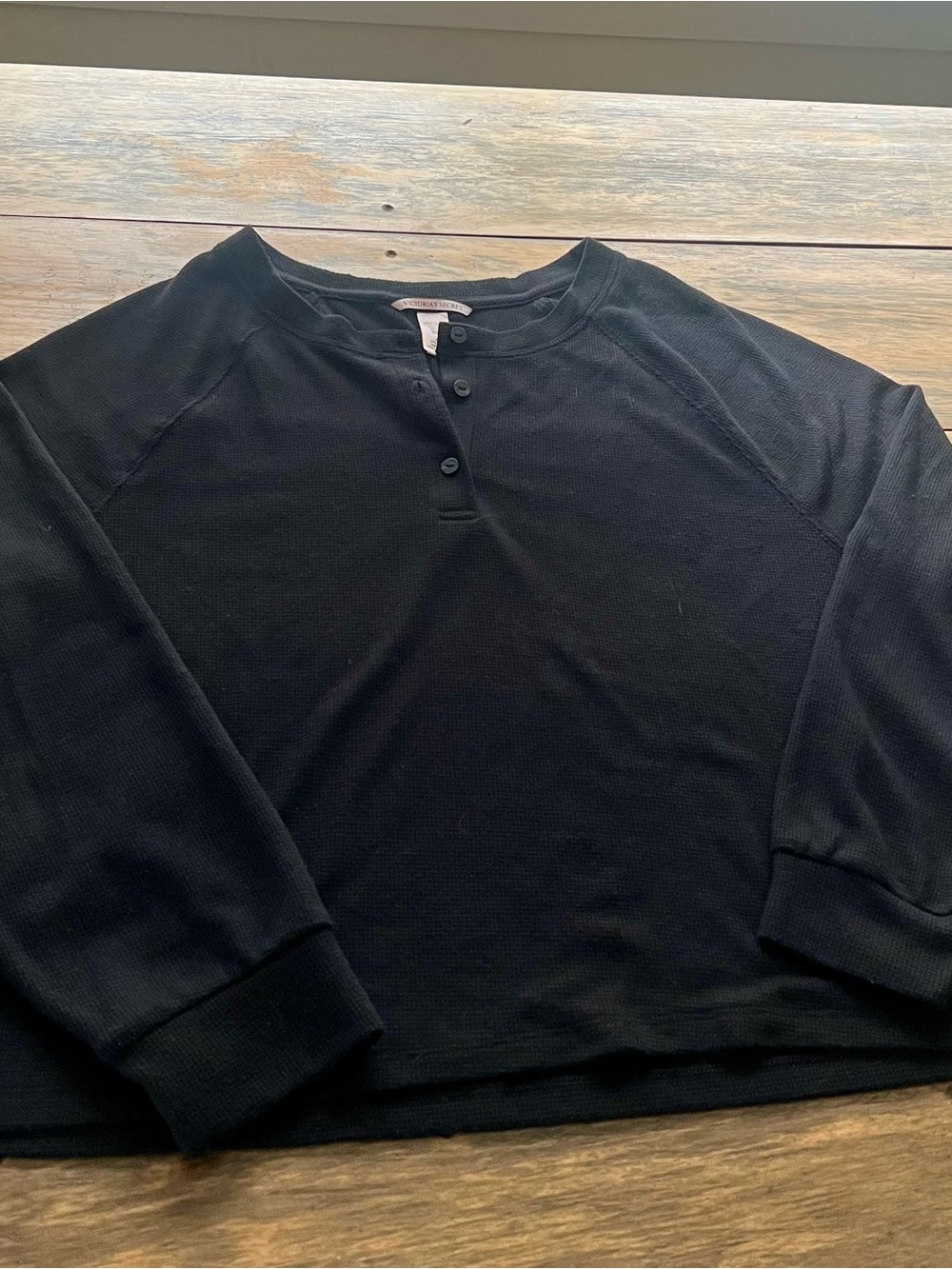 Victoria's Secret women’s Black Crewneck Henley Sweater- very soft